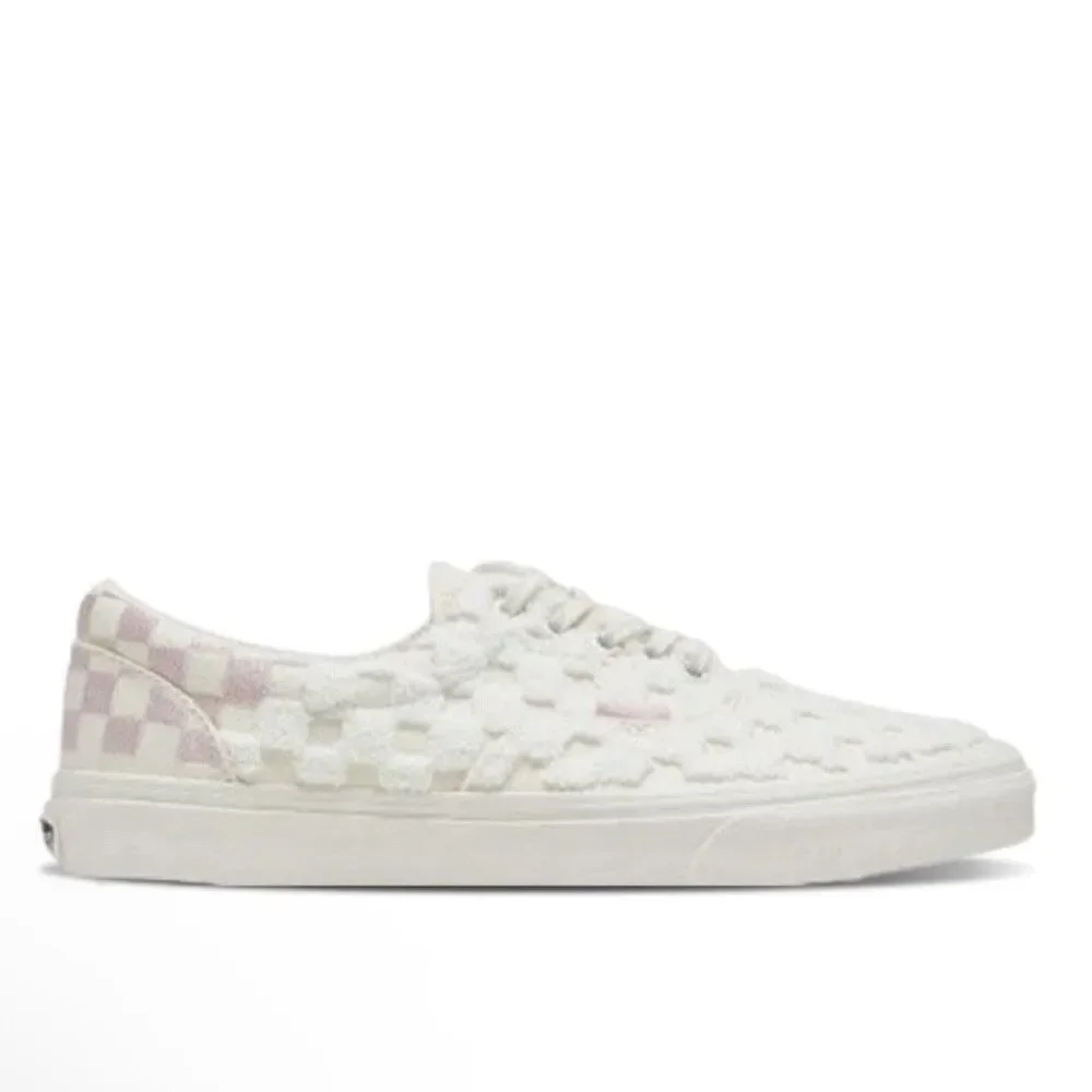 Vans Era Chenille Check Sneakers Snow White Pink 7.5 Retro Bowling Y2K